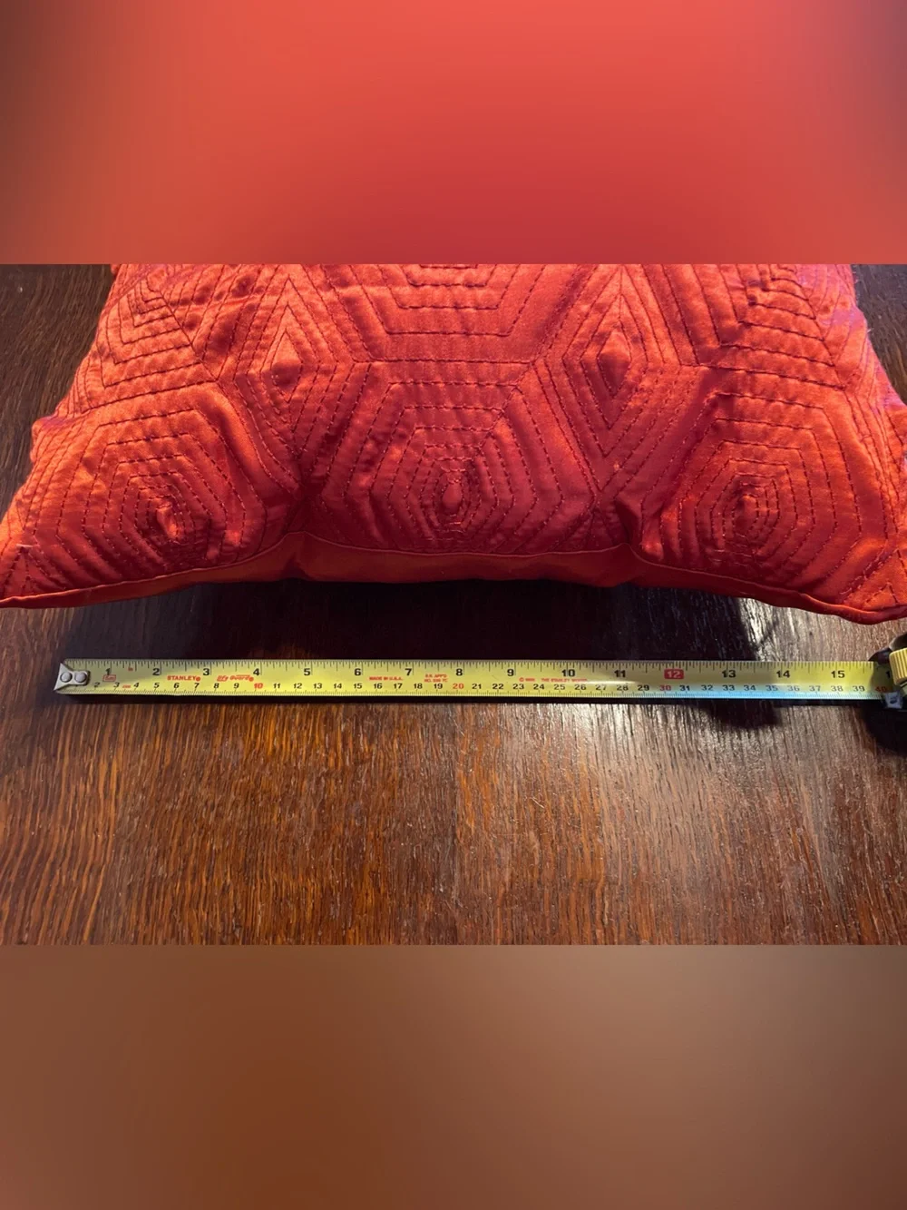 Pier One Geometric Quilted Red Decorative Pillow